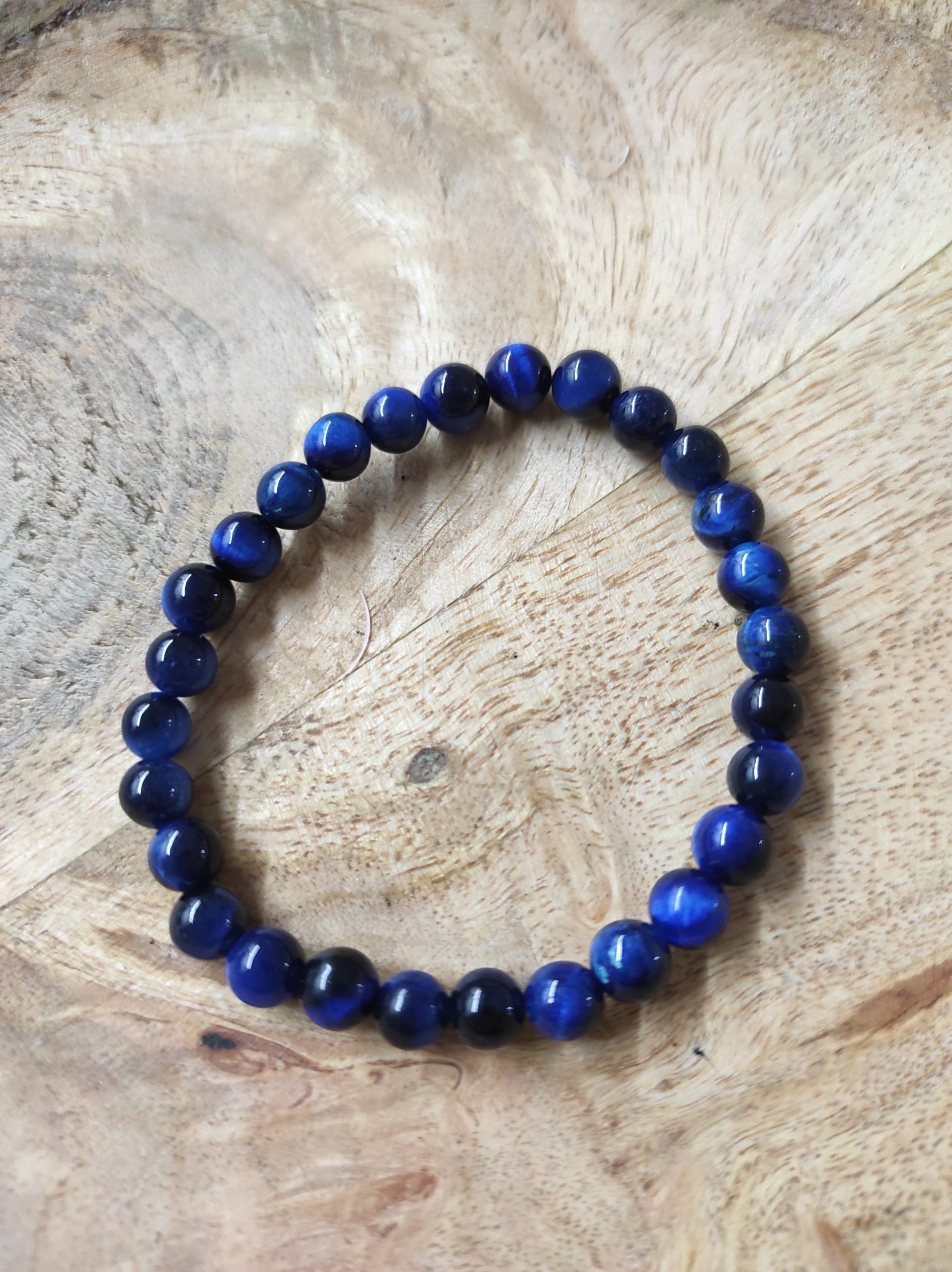 Bracelet perle 06 mm bleu œil de chat rond pierre naturelle - Un grand  marché