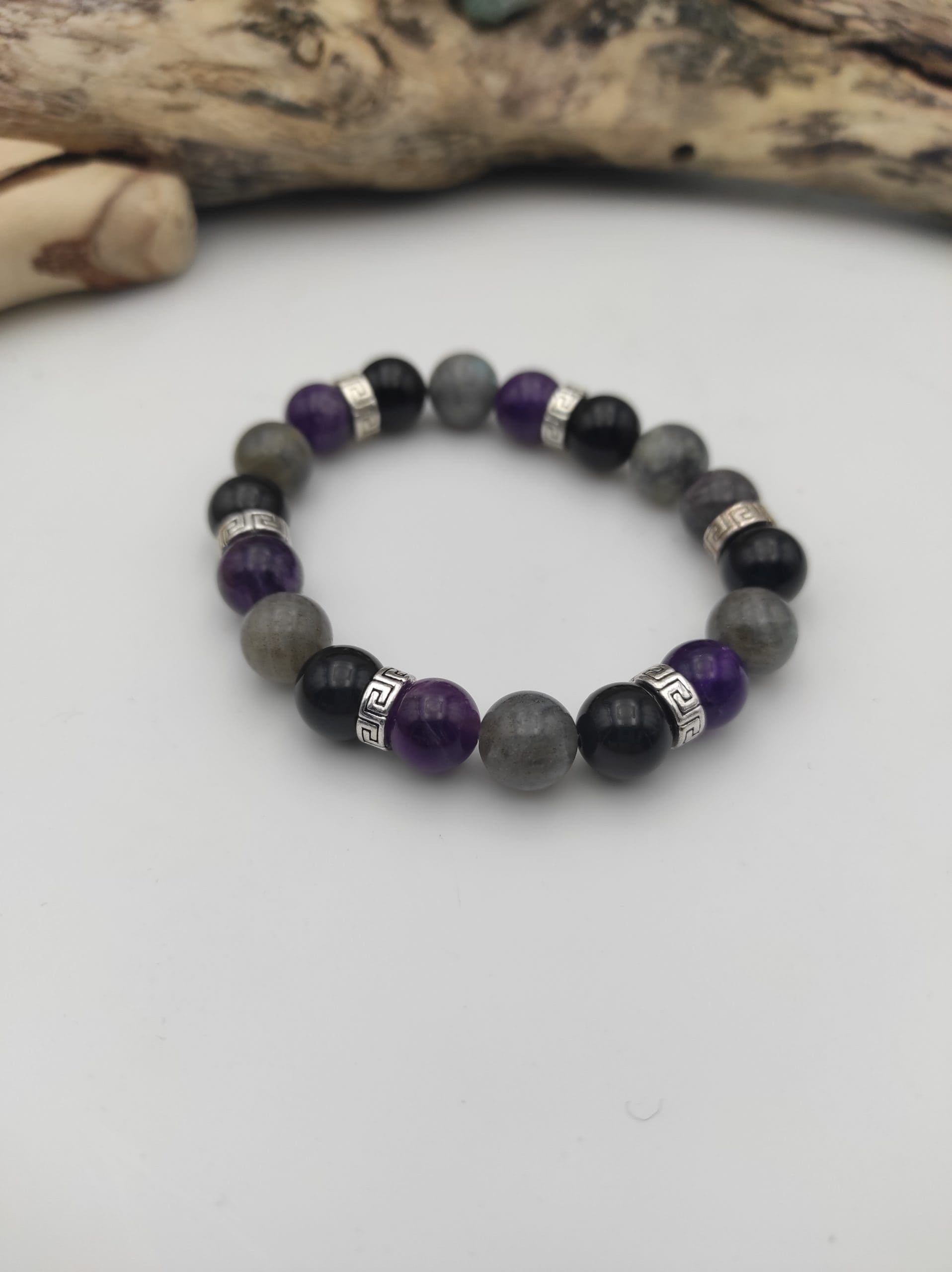 Bracelet En Argent Avec Larimar, Améthyste Et Pierre De Lune - Bijou Neuf Sans Emballage