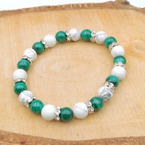 Bracelet Spécial "Stress et Anxiété" en Howlite et Malachite - Perles de 8 mm