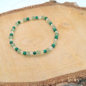 Bracelet Spécial"Prospérité"en Aventurine, Citrine et Malachite - Perles de 4mm