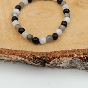 Bracelets en Pierre de Lune, Obsidienne Oeil Céleste et Labradorite - Perles de 6 mm