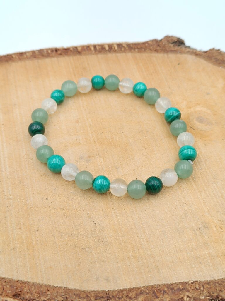 Bracelet Spécial "Prospérité" en Aventurine, Citrine et Malachite - Perles de 6 mm
