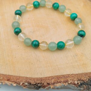 Bracelet Spécial "Prospérité" en Aventurine, Citrine et Malachite - Perles de 8mm